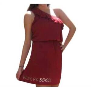 NEW LIVY LU university of arkansas logo one shoulder dress in red